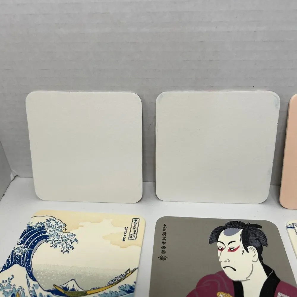 Vtg Ukiyoe Japanese Fine Art Paper Coasters Box Set of 12 Unused Complete